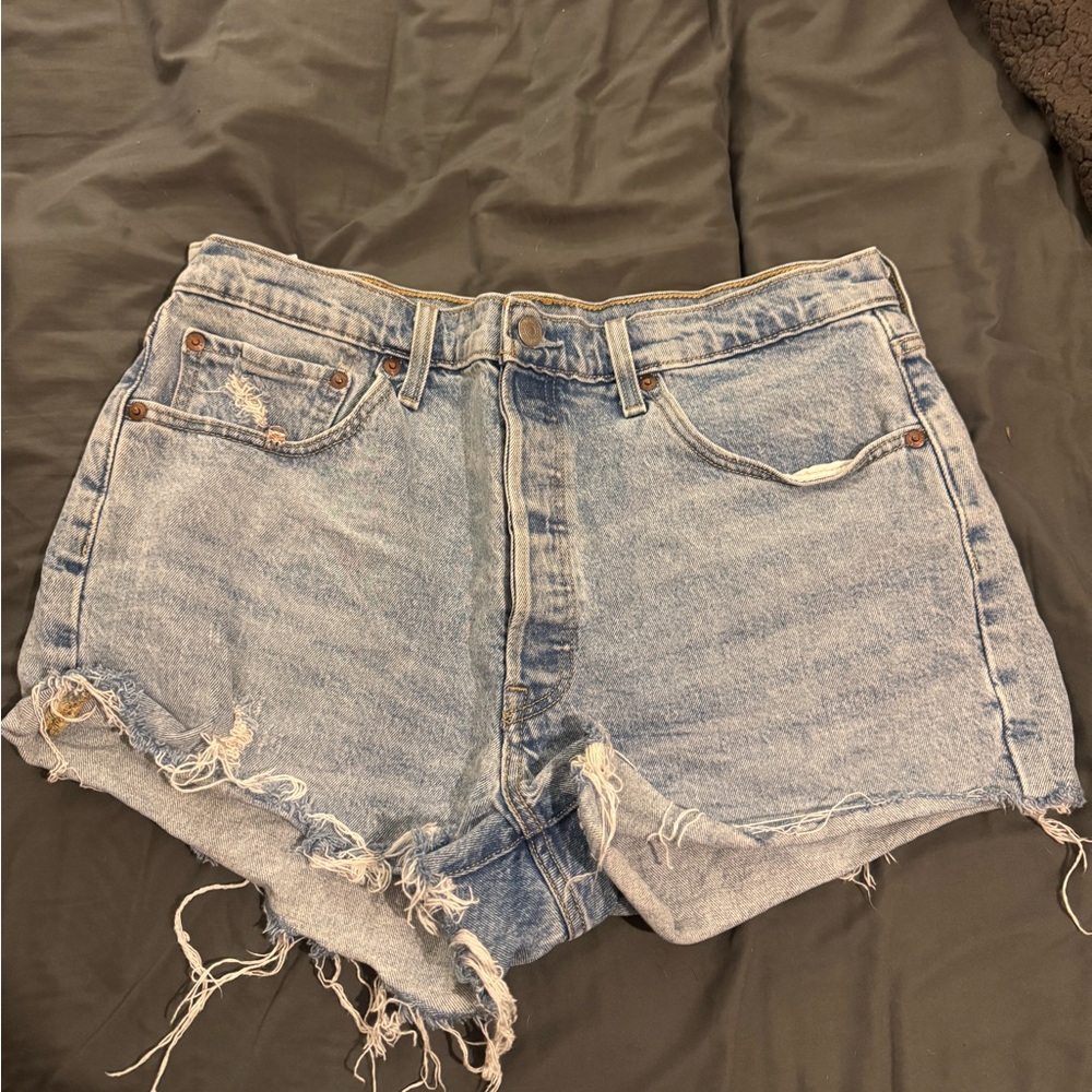 Levi's Distressed Light Blue Jean Shorts